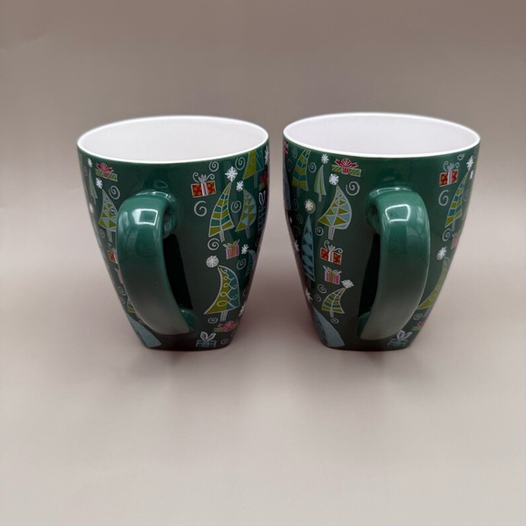 Set of 2 Starbucks 2003 Christmas Barista Coffee Mugs Holiday Trees Gifts 20 oz - Picture 4 of 11